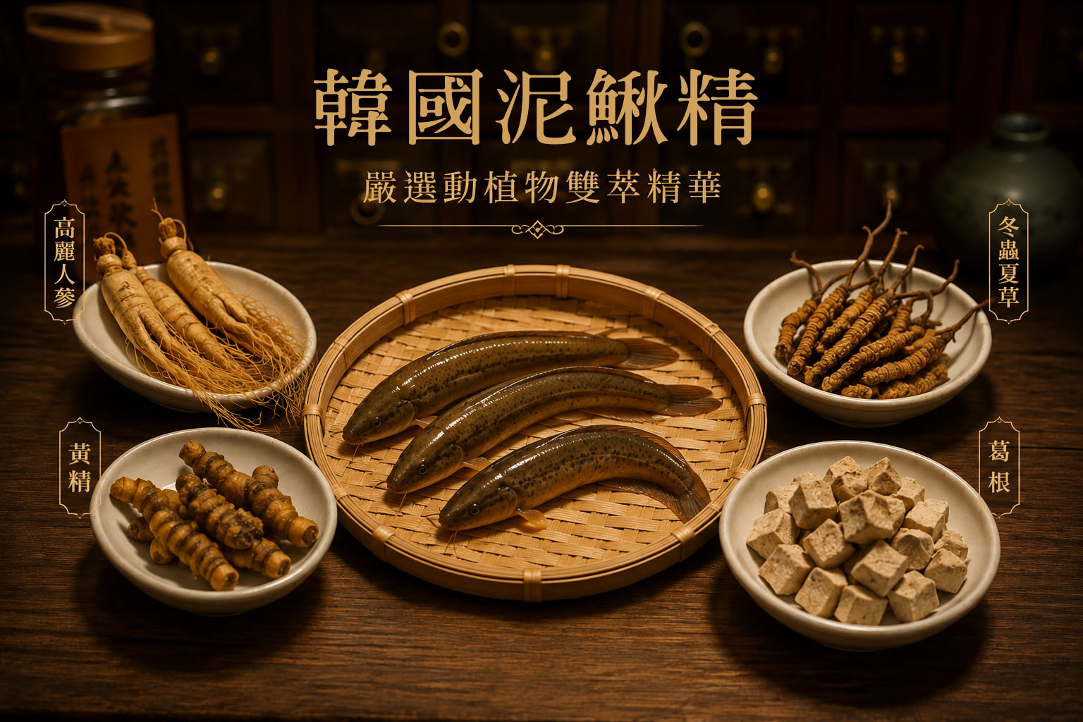韓國泥鰍精的成分包含人蔘、葛根、黃精高級中藥材
